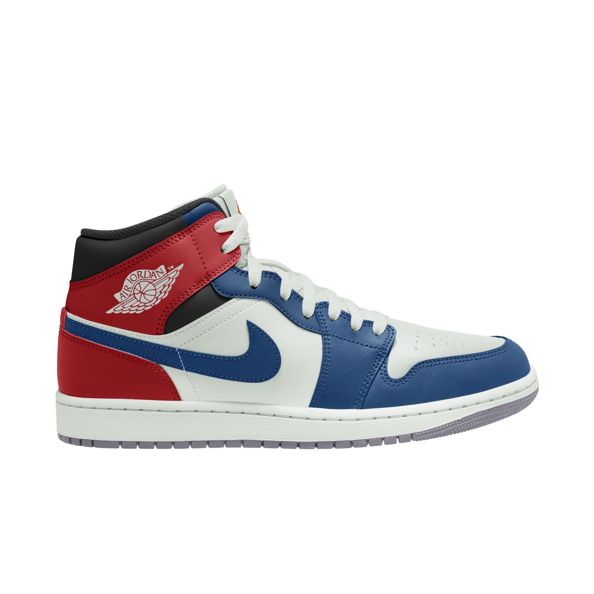 Jordan 1 Mid "True Blue/Summit White/Varsity Red/Black" Men's Shoe - BLUE/RED